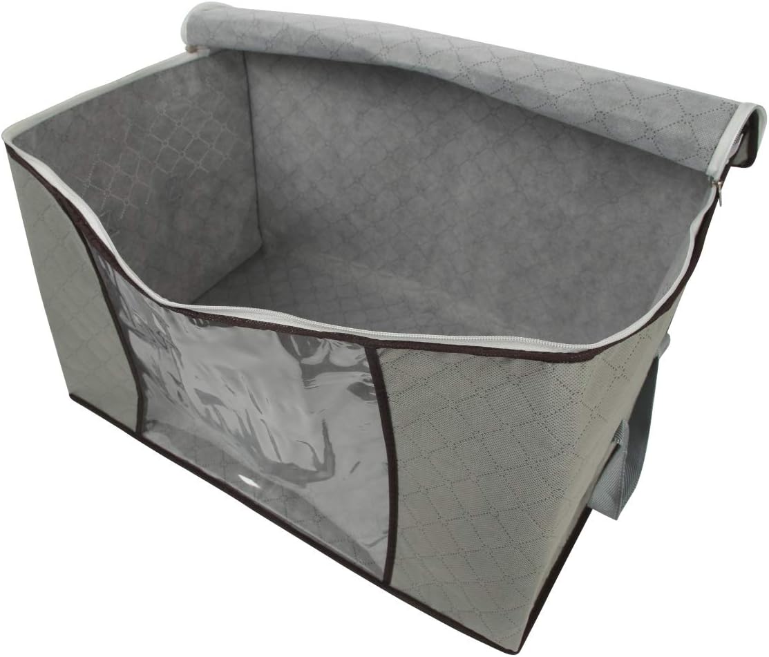 2 Pack Foldable Large Storage Bags 28 x 20 x 12 (L x W x H) inch for Comforter Quilt Blanket Clothes with Clear Window & Handles - Easy to Fit King Size Comforter Set - Closet Under Bed Organizer