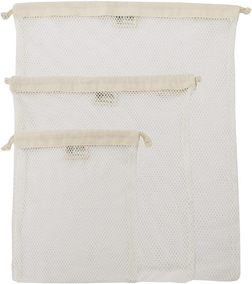 Simple Ecology Organic Cotton Mesh Laundry Bag; Machine Washing Bags for Delicates, Lingerie and Garments, Small 2 pack