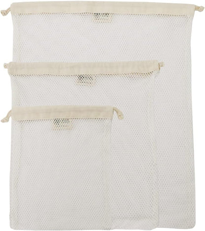 Simple Ecology Organic Cotton Mesh Laundry Bag; Machine Washing Bags for Delicates, Lingerie and Garments, Small 2 pack