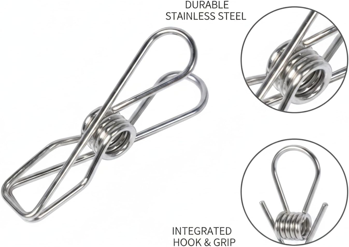 Stainless Steel Hanging Clips for Wet Laundry - Space Saving Hook & Clip Hanger for Bathroom Shower Rods, Towel Bars & Closet Organization