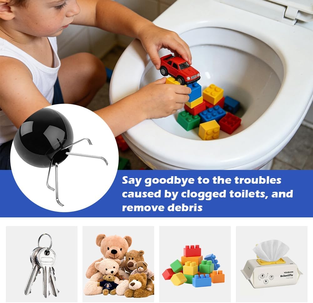Toilet Snake Drain Auger with Gloves, 51-Inch Flexible Spring Plumbing Auger, Heavy-Duty Clog Remover for Hair & Debris, Drain Cleaning Tool for Bathroom Drains, Kitchen Sink and Toilet