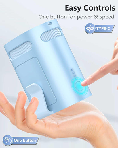 Waist Fan Clip on Cold Air-Mini Lightweight Portable Fan Rechargeable Battery Powered,Small Personal Wearable Shirt Belt Hard Hat Hip Back Body Fans,Cooling Hanging Neck Cooler Ac for Men Women Kids