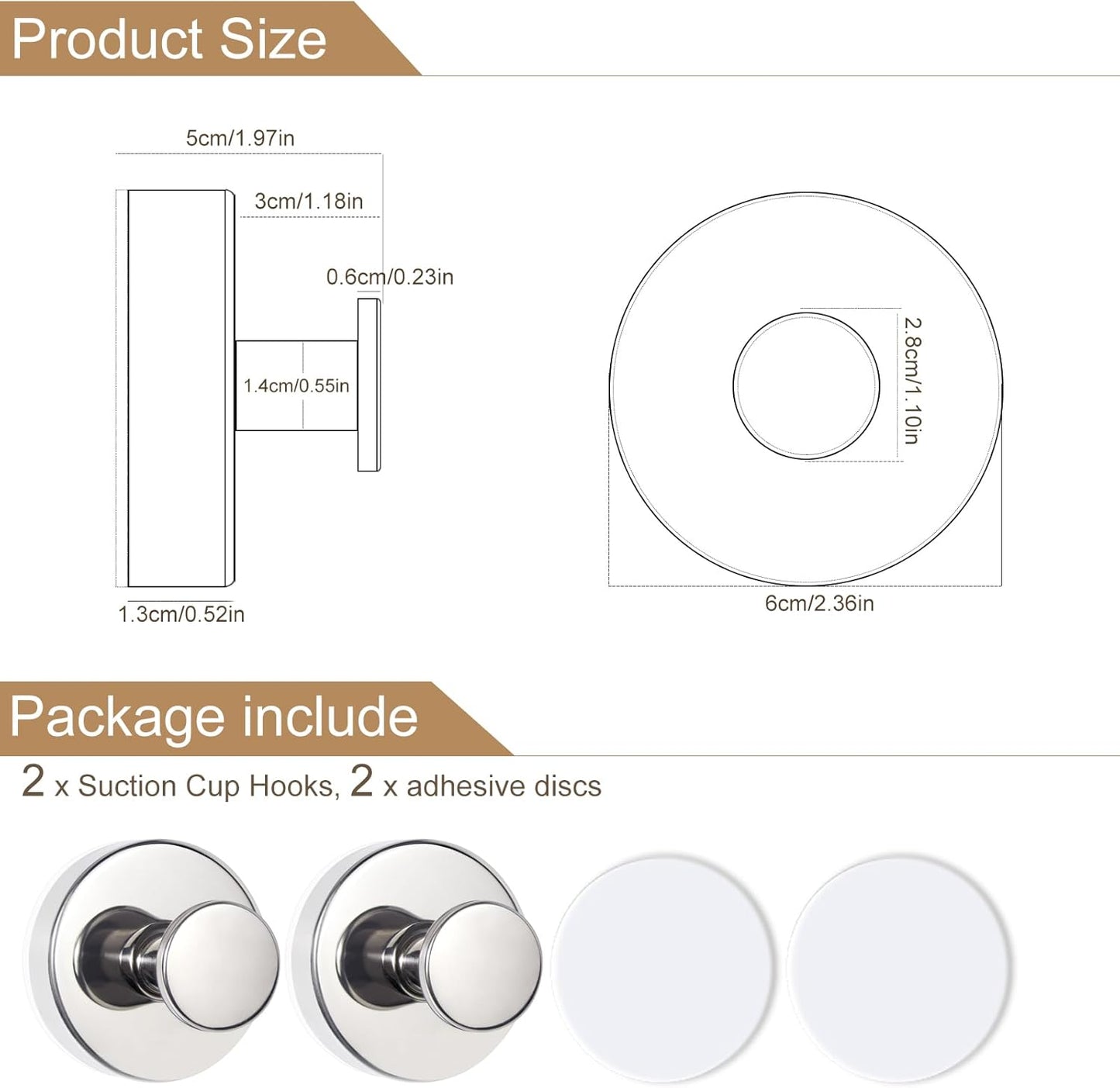 ZESLMG Adhesive Hooks for Shower, Black Self Sticky Hooks for Glass Window Kitchen Wall, Removable Bath Robe Loofah Door Wreath Coat Towel Hook No Damage for Hanging, 2 Pack