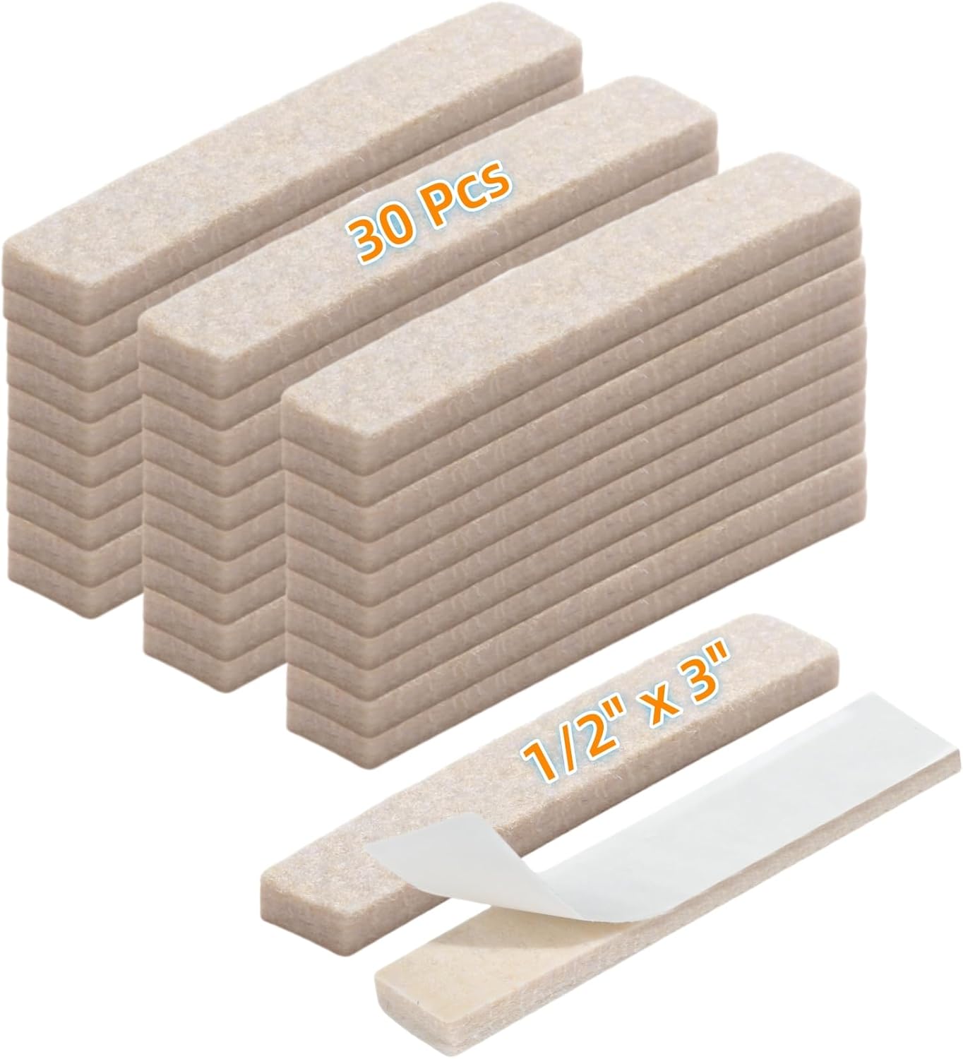 Furnigear Felt Furniture Pads for Hardwood Floors - Self Adhesive Chair Felt Pads, Floor Protector for Furniture Feet, Furniture Sliders Moving Your Furniture Smoothly - Anti Scratch 96 Pcs 3/4" Round
