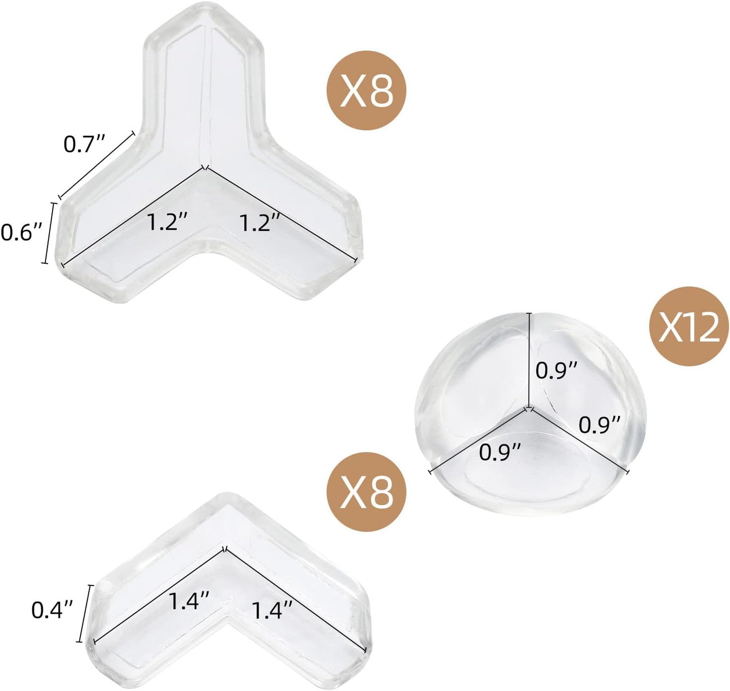28 Pcs Corner Protectors for Baby, Furniture Corner Guards & Bumpers Clear | L, T, Round Shape