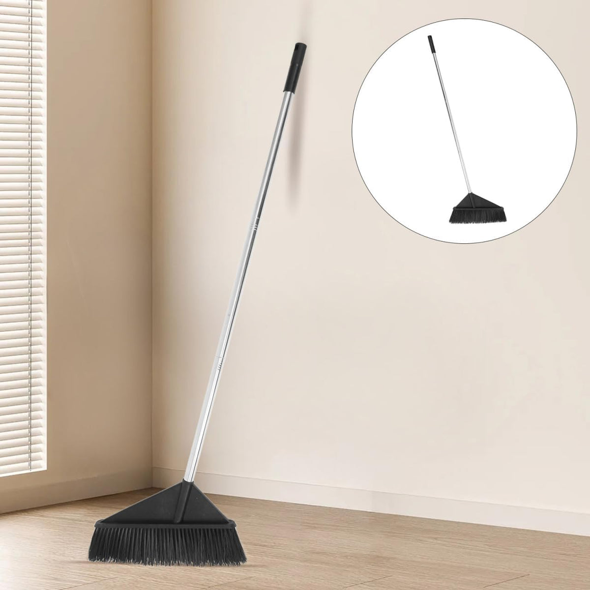 ibasenice Heavy Duty Stiff Bristle Broom with Long Handle 54.72In Outdoor and Indoor Sweeper for Garden Yard Warehouse and Floor Cleaning