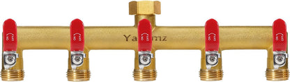 Garden Hose Splitter, 3/4” Rust and Freeze Resistant Outdoor Hose Manifold with 2 Green Extra Long Handles Faucet Adapter-Heavy Duty Brass 2-Way Valve