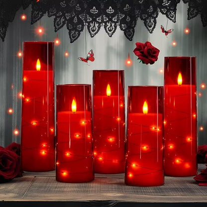 Set of 24 Slim Outdoor LED Candles, Battery Operated Flickering Fake Candles with 10-Key Timers for Patio & Porch Decor, 2.2 Inch Diameter Waterproof Resin Pillars for Large Events & Sconces (White)