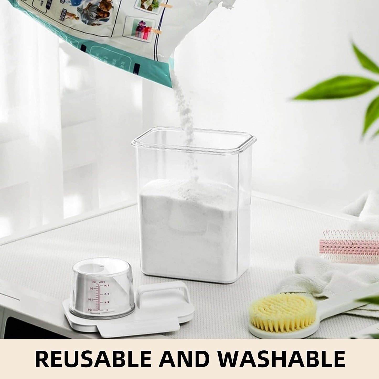 Covzoe 3 Pack Laundry Detergent Dispenser, 61 Oz Plastic Liquid Laundry Soap Containers with 15 Removable Labels, Clear Fabric Softener Dispenser Laundry Powder Holder for Laundry Room