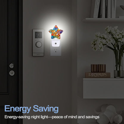 Lavender Butterfly Nightlight,Summer Flowers Star Night Lights Plug into Wall Decorations for Bedroom Bathroom,Dusk to Dawn Sensor Kitchen Hallway Stairs Energy Efficient Desk Lamp