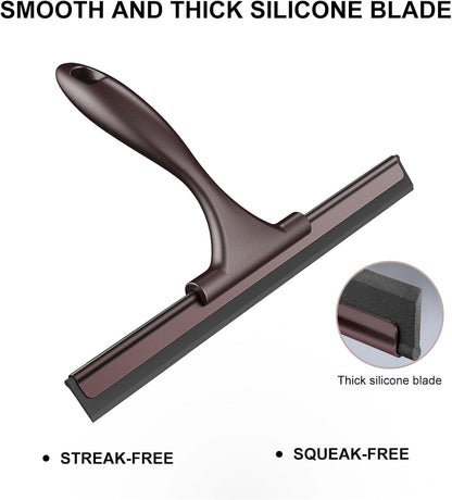 SetSail Squeegee for Shower Glass Door Stainless Steel Shower Squeegee for Glass Doors All-Purpose Window Squeegee for Tile Shower Walls, Sink, Mirror, Bathroom, Car Window Cleaning 10 Inches