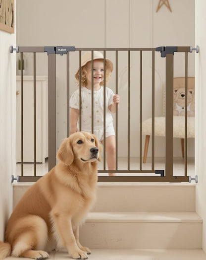 29.5-40.5" Baby Gate for Stairs, Dog Gate for Doorways, Walk Thru Auto Close Metal Baby Safety Gate for The House, Stairs and Doorways, Child Gate Pressure Mounted, Pet Gate for Dog Indoor - Black