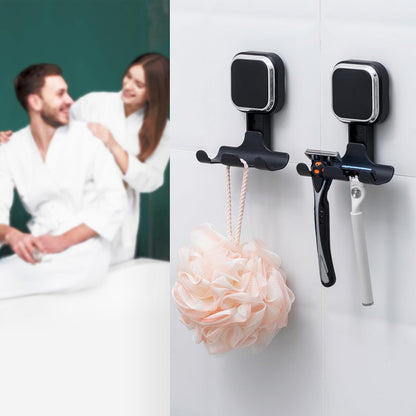 LEVERLOC Razor Holder for Shower 2 Pack, Powerful Suction Cup Shower Hooks for Towel, Loofah, Razor, Squeegee, Damage-Free Wall Hooks, Shaver Holder for Bathroom, Easy to Install and Reuse, White