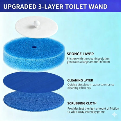 Disposable Toilet Brush, Wall-Mounted Toilet Wand Kit, 24 Refills | Toilet Bowl Cleaner Wand Touch Free, Extended Long Handle, Pre-Soaked Concentrated Cleaner Sponge, Bathroom Cleaning System