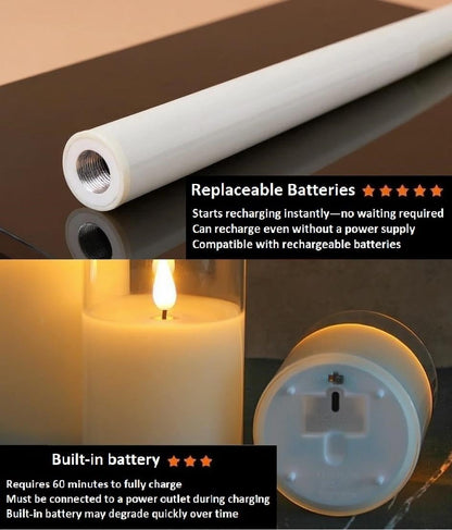 VENTA Set of 3 White Pillar Candles | Real Wax Battery Operated Flickering LED Candles with Remote | Timeless Decor for Farmhouse, Modern & Mantel Displays