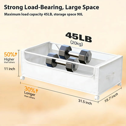 FOUCSSOMEI Under Bed Storage with Wheels, Under The Bed Storage Drawers On Wheels, Rolling Underbed Drawers, Lockable, Heavy Duty