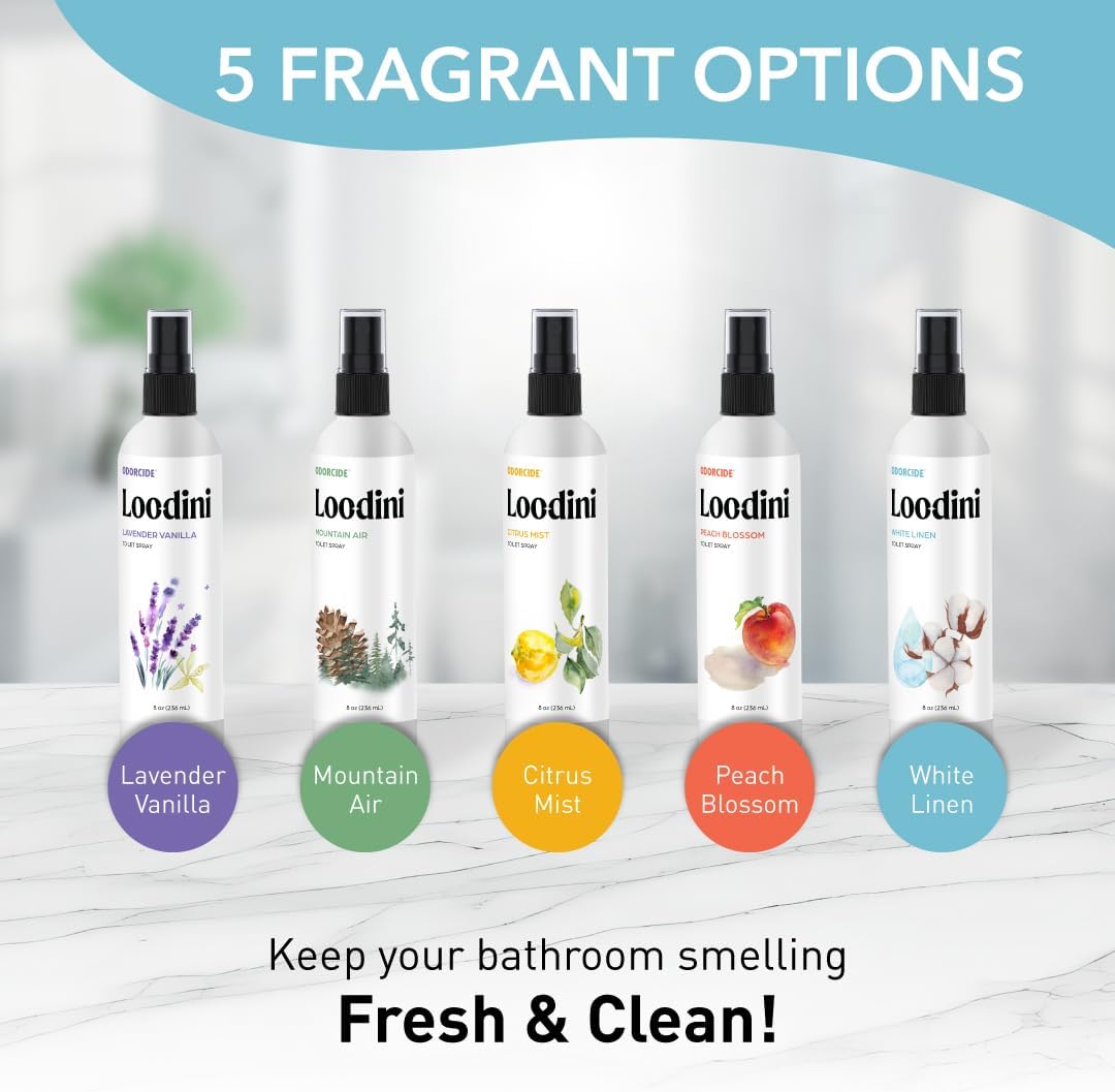 Odorcide Loo-Dini Lavender Vanilla 8oz Toilet Spray & Bathroom Spray – Use This Bathroom Spray Odor Eliminator Before You Go – Poop Spray For Toilet and Bathroom Air Freshener & Bathroom Deodorizer