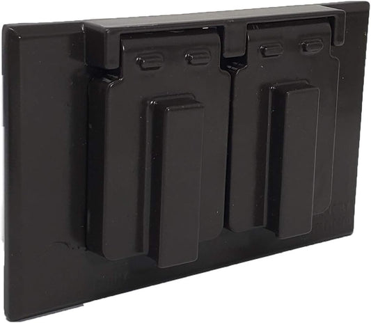 Sealproof 1-Gang Duplex Horizontal Weatherproof Outlet Cover, Single Gang Duplex Electrical Power Receptacle Protector, UL Listed, Bronze