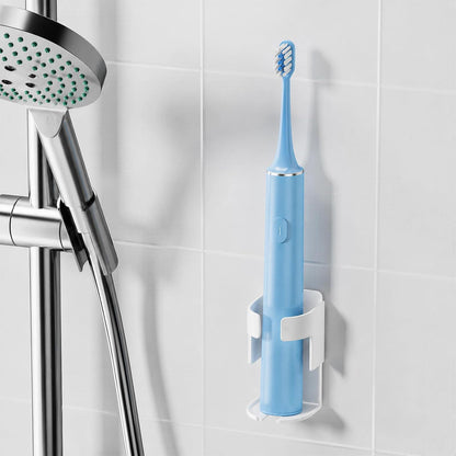 Adhesive Electric Toothbrush Holder Wall Mounted, Aluminum Black 2 Pack | Shower Tooth Brush Storage Organizer for Bathroom, Hanging Electric Toothbrush Storage Stand for Wall