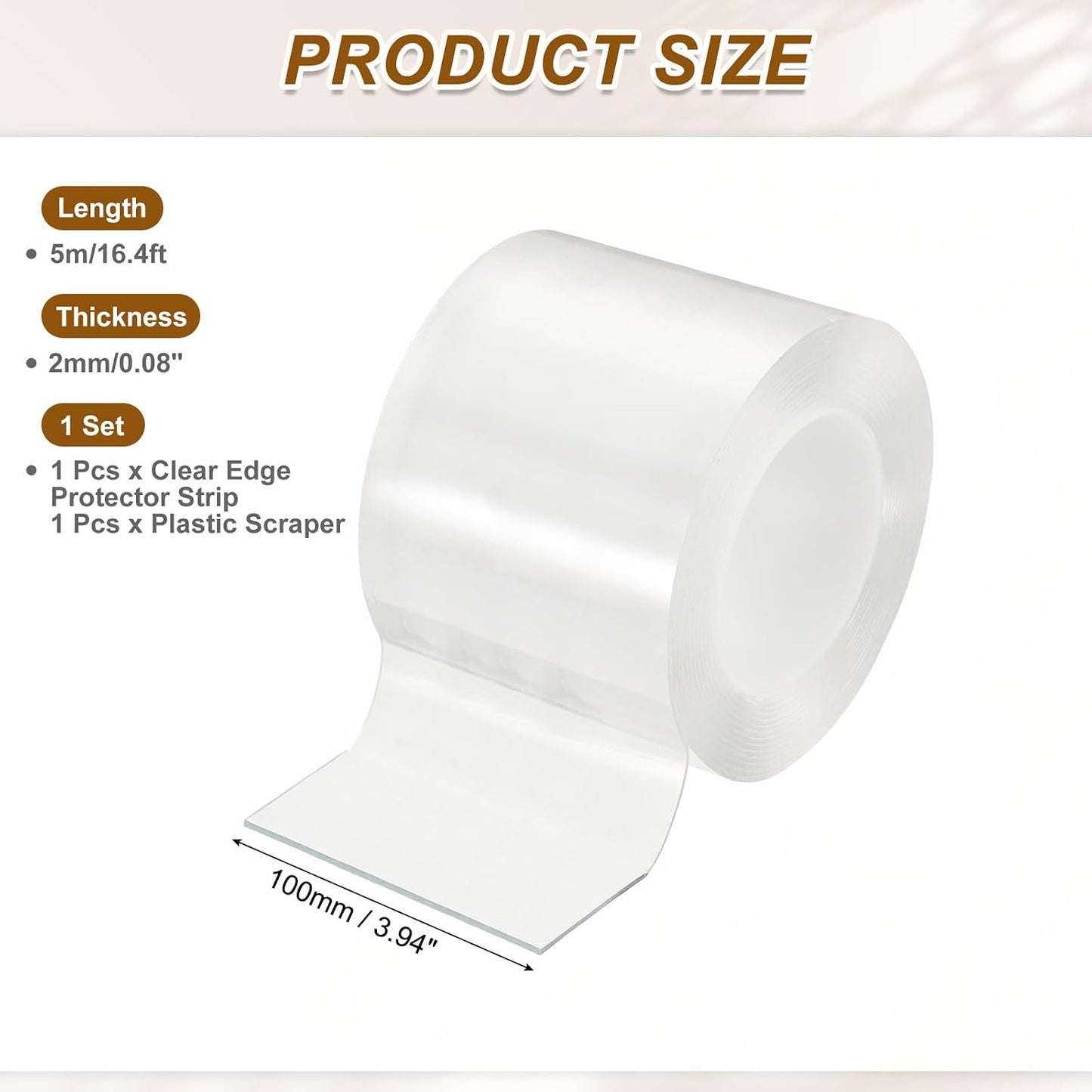 uxcell Clear Edge Protector Strip, 3.94 in x 16.4 ft Sharp Edge Wrap Cover Tape Soft Corner Guards for Furniture Cabinets Drawers Tables Door