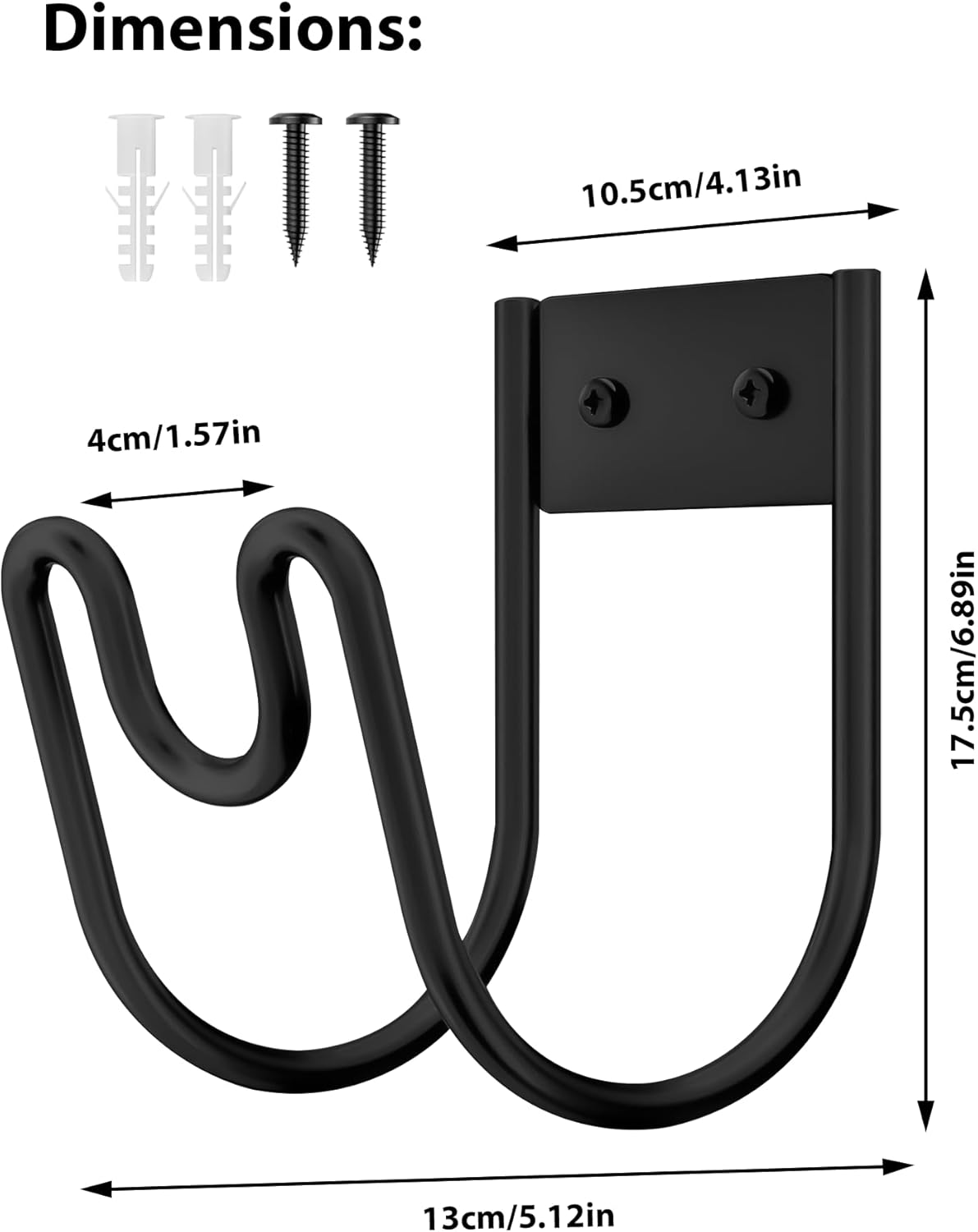 Metal Garden Hose Holder, Sturdy Wall Mounted Water Hose Hanger, Solid Hose Hook for Garden Garage Water Hose/Extension Cords/Vacuum Lines (White)