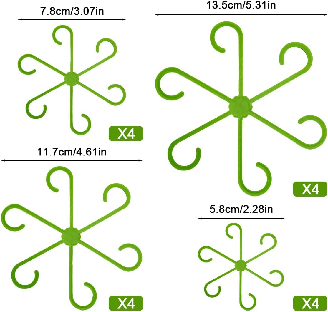 16 Pcs Plant Stem Support, 4 Sizes Climbing Houseplant Stem Support Stakes for Indoor Plants, Reusable Plastic Flower Plant Stabilizer, Plants Leaf Holders Hook for Growing Tomatoes, Orchids, Peonies