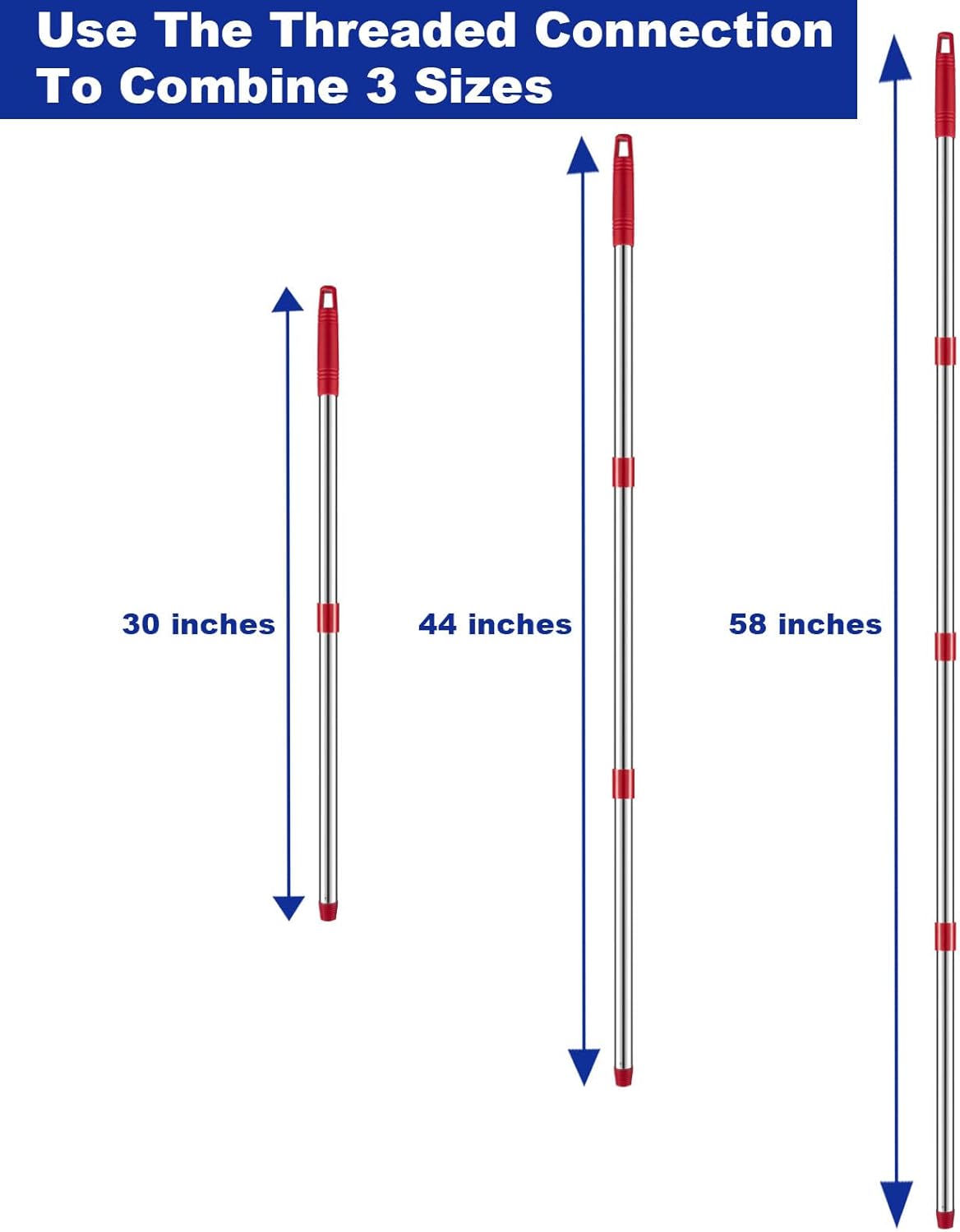 Mop Handle Compatible with O-Cedar EasyWring Spin System, Spin Mop Replacement Handle & Base, 4-Section Stainless Steel Mop Stick Pole & Base