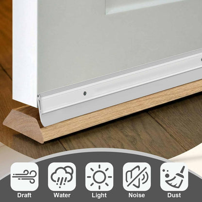 FoldTier 4 Pcs Slotted Door Sweep for Bottom of Door Exterior and Interior, 2-1/8 x 36 Inch, Aluminum Threshold Seal with Flexible Split Rubber, Weather Stripping Draft Dust Noise Stopper
