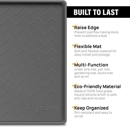 TigeJoy 28" x 19" Under Sink Mats for Kitchen Waterproof, Leak-Proof Silicone Mat Sink Protector and Cabinet Liner, Kitchen Essentials Organizer and Storage, Boot or Shoe Tray, Pet Feeding Mat