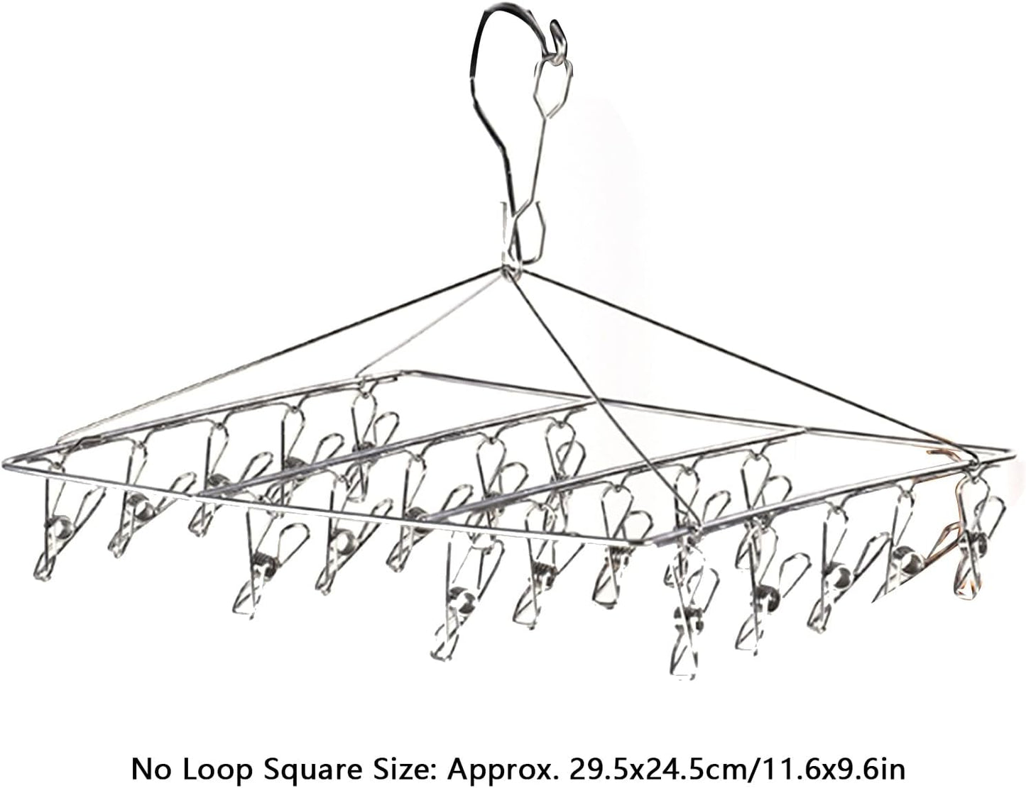 Stainless Steel Sock Drying Rack, Multi Clip Clothes Drying Rack Underwear Hanger Sweater Drying Rack Sock Clips Hang Dry Clothes Rack for Socks, Underwear (No Loop Round)