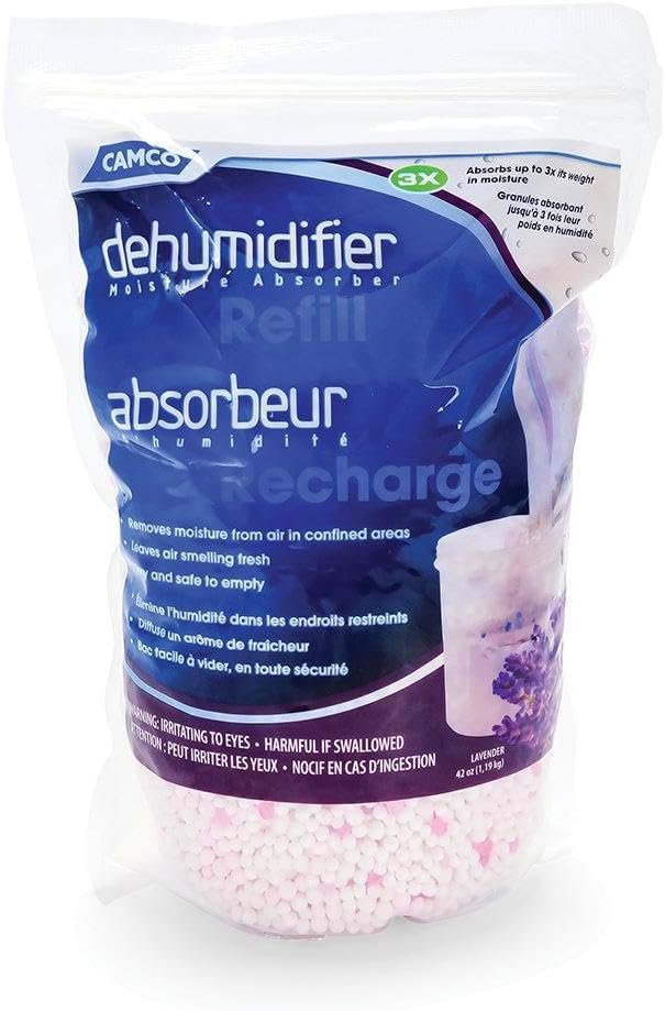 Camco Dehumidifier Moisture Absorber - Absorbs Up to 3x Its Weight in Water, Reduces Moisture and Humidity in Offices, Closets, Bathrooms, Kitchens, Boats, RVs and More – Refillable (44280)
