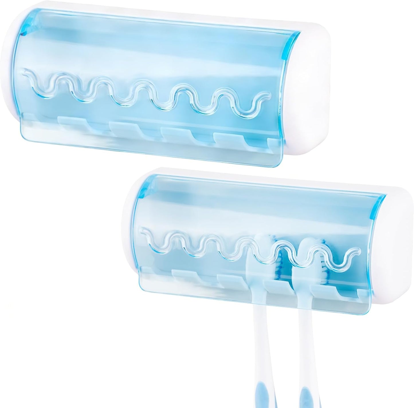 1 PCS Self Adhesive Toothbrush Holder with Cover for Bathroom, 5-Slot Wall Mounted Toothbrush Organizer Rack for Shower, Dorm, Cabinet