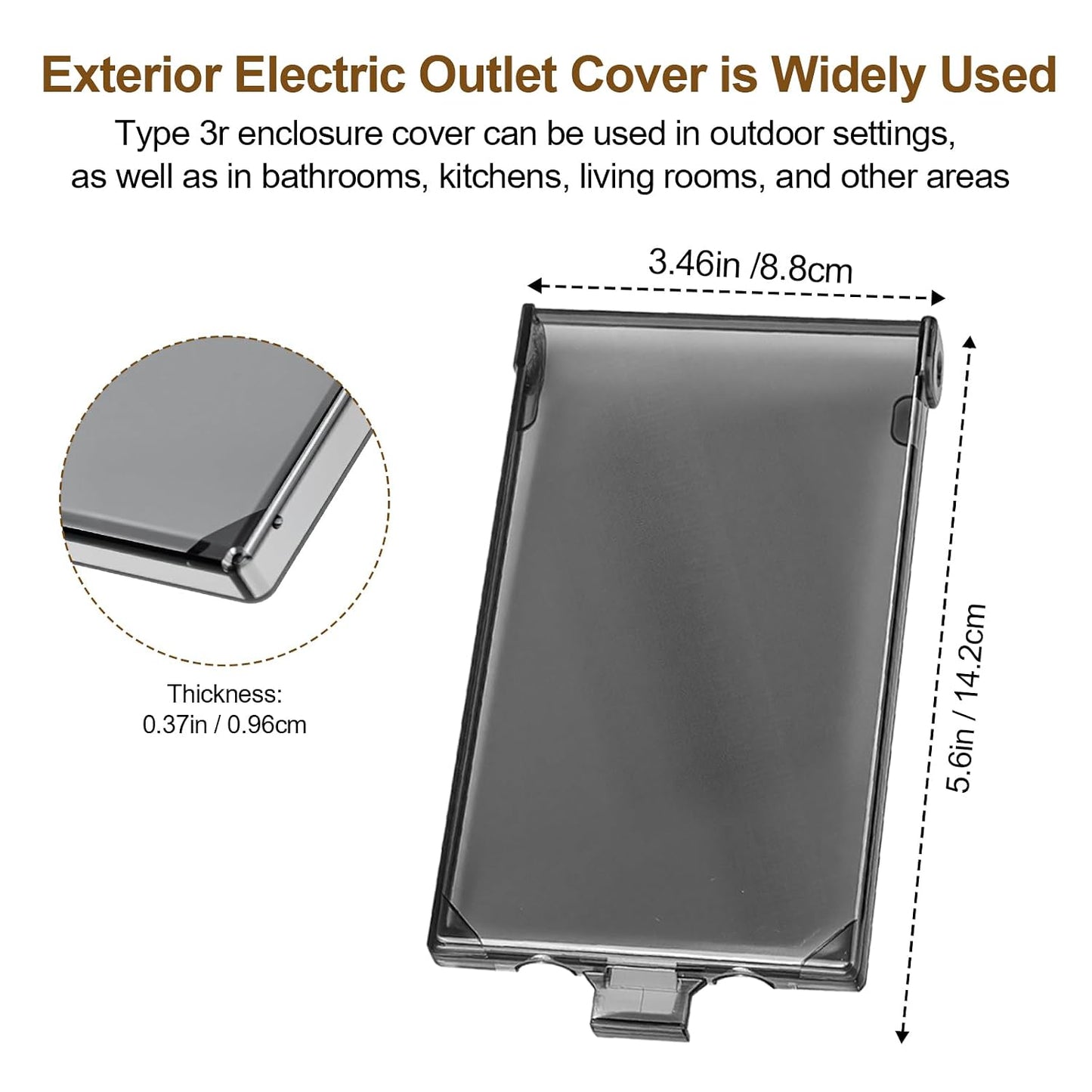 DBVC 1-Gang Vertical Recessed Outdoor Electrical Outlet Box Replacement Cover, Type 3r Enclosure Cover Replacement for Electrical Box DBVR1C/DBVS1C/DBVM1C/60VC Etc Electrical Outlet Box-3PCS
