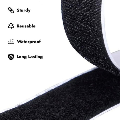 1 inch Black Hook and Loop Tape 1 Yd Self Adhesive Tape Sticky Back Heavy Duty Fastener Ideal for Window Fixing Net Carpets DIY Project Handmade Craft Home Office