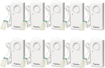 Water Leak Detector Alarm, 120dB Flood Alert for Home, Basement, Under Sink, Sump Pump, RV, Water Heater, Battery Operated Standalone Moisture Sensor, Bulk 10 Pack