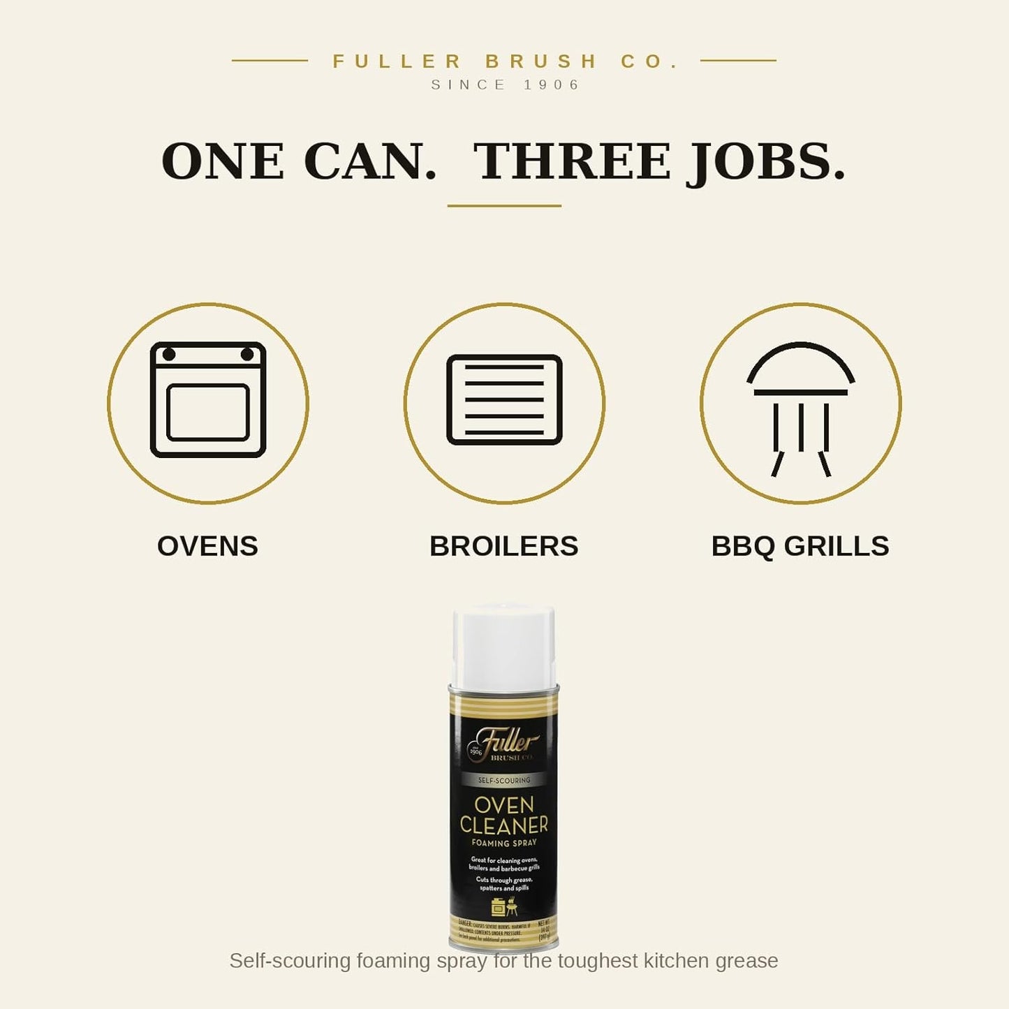 Fuller Brush Heavy Duty Oven Cleaner Spray - Fume Free, Self-Scouring Foam Cuts Baked-On Grease in 10 Min - No Harsh Smell, Minimal Scrubbing - Ovens, Broilers, Grills & Stainless Steel, 14 oz USA