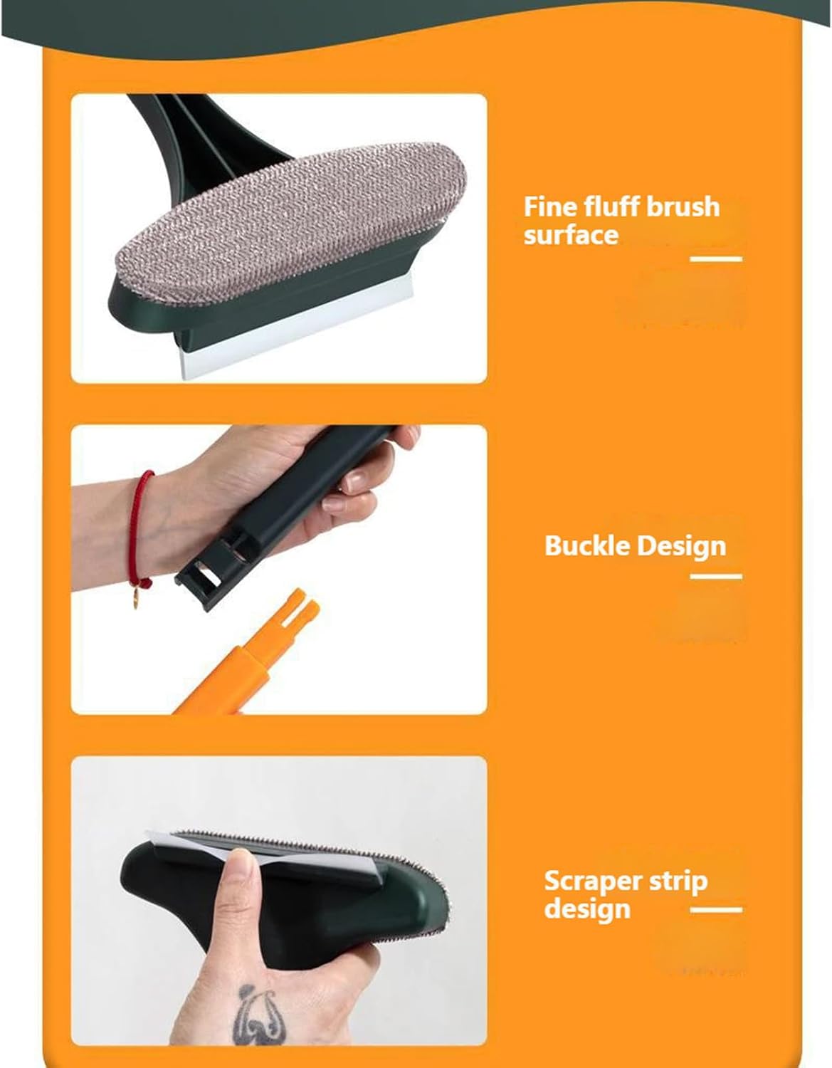Window Screen Cleaner, 1Pc Double Sided Cleaning Brush, Fast Mesh Net Scraping Mop Washing Tool with Removable 16 Inch Handle for Glass Doors and Cabinets