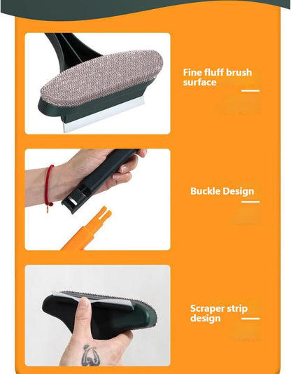 Window Screen Cleaner, 1Pc Double Sided Cleaning Brush, Fast Mesh Net Scraping Mop Washing Tool with Removable 16 Inch Handle for Glass Doors and Cabinets