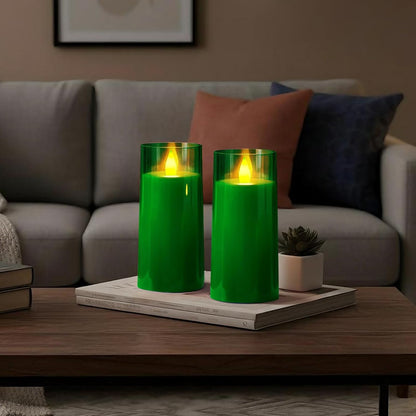 Raycare Flameless Electronic Pillar Candles with Remote Control and Timer- Battery Operated Realistic Flickering LED Fake Candle for Home, Wedding, Valentine's Day, Decor,White,Set of 2(3"x6"6")