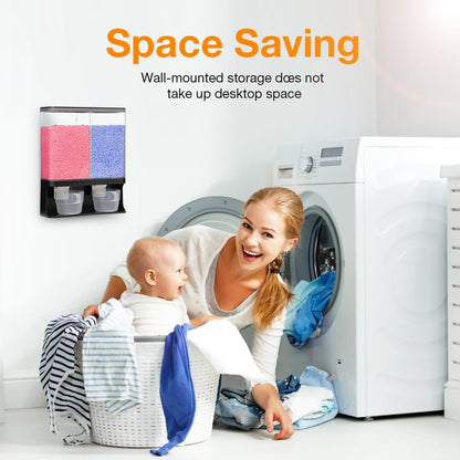 Laundry Dispenser, Wall Mounted Laundry Dispenser with 2 Cups, Laundry Container (105 oz)