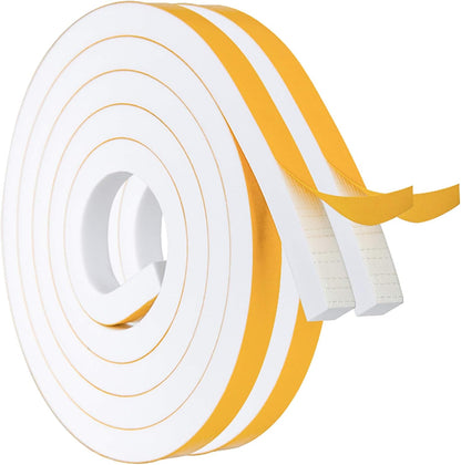 ToLanbbt White Door Window Weather Stripping Self Adhesive Foam Tape High Density Foam Sealing Strip Window Insulation Weatherproof Gasket Tape for Doors and Windows (1/2" W X 1/8" T X 16.5')