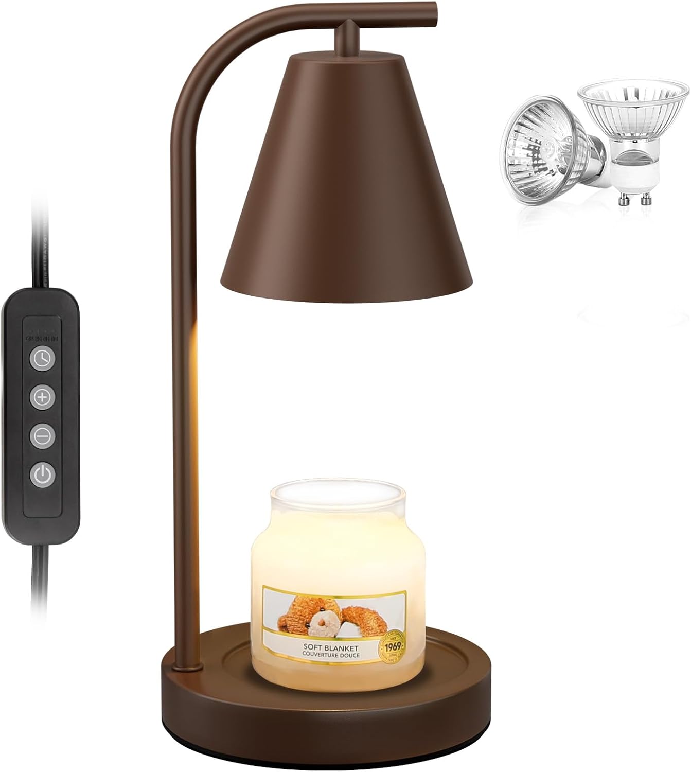 Hong-in Candle Warmer Lamp - with Timer & Dimmer, Modern Home Decor House Warming Gifts Wax Melt Warmer for Jar Candles, Cozy Birthday Gift for Women Mom (Black)