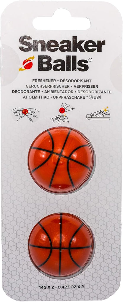 Sneaker Balls Odor-Fighting Shoe Fresheners, Eliminates Unpleasant Smells, Perfect For Sneakers, Gym Bags, Gear Bags, Drawers, Lockers, And More!, Basketball, 2 Pack