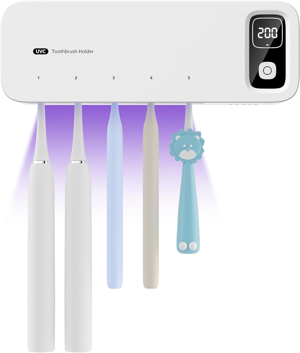 UV Toothbrush sanitiizer and Holder, Strong Saniti zer Air Drying, 200s and 400s Timed Toothbrush Case, 2200mAh Rechargeable Cordless Wall Mounted Home Toothbrush steril izer