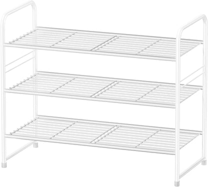 Simple Shoe Rack 2 Tier 27 Inch Wide, Heavy Duty Metal Closet Shoe Organizer Shelf for Entryway, Front Door, Black