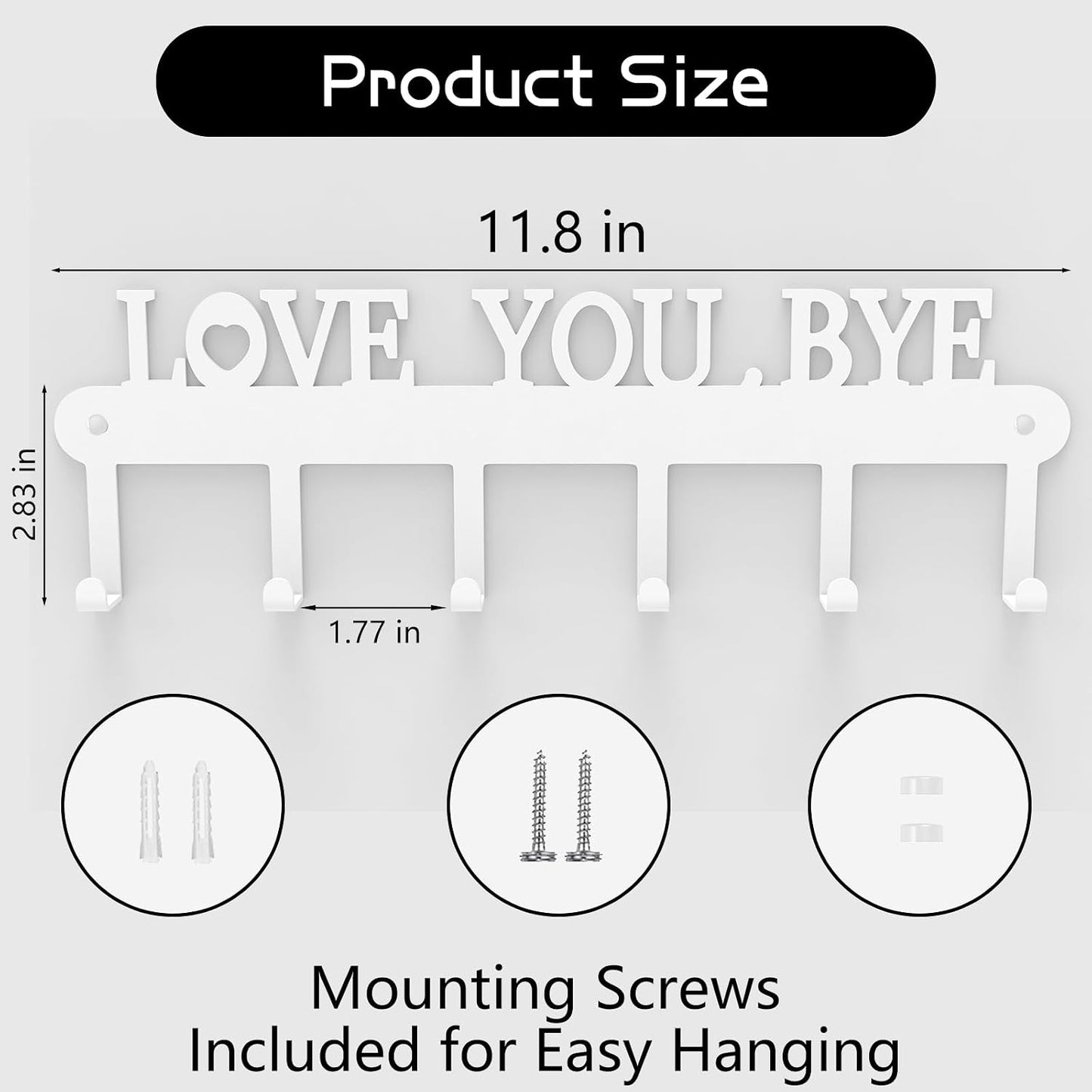 2 Pack Key Holder Wall Mount, Wall Mount Key Holder, Key Hooks Hanging Keys, Key Hanger with 8 Hooks, No-Drill Decorative White Key Rack for Living Room, Kitchen, or Bathroom