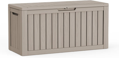 230 Gallon Large Outdoor Storage Box Waterproof, UV Resistant Resin Deck Box with Hydraulic Rod & Lockable Latch for Patio Furniture, Outside Storage Box for Garden Tools, Patio Cushions, Black