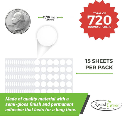 Royal Green Dot Sticker 11/16" Inch (17mm) Colored Labels in Purple - 2400 Pack - Colors A