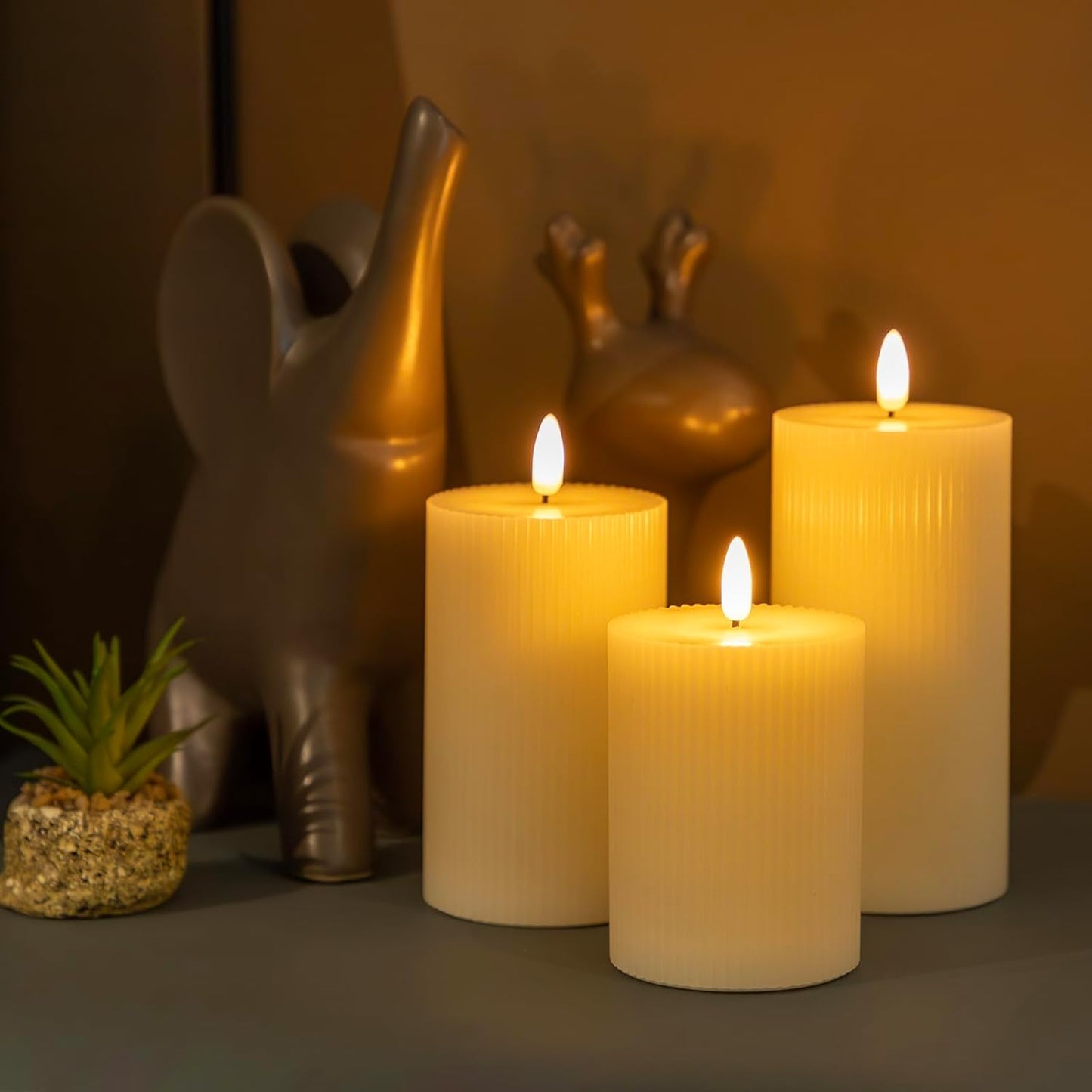 ANGELLOONG Flickering Flameless Candles, Realistic Battery Operated Candles with Remote and Timer, Set of 3 LED Candles for Room Fall Home Wedding Decor Centerpieces Table Party Valentines Decorations