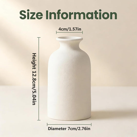 12cm White Ceramic Small Vases Set for Dry Flowers Minimalist Home Decor Modern Farmhouse Centerpiece Living Room Bedroom Office